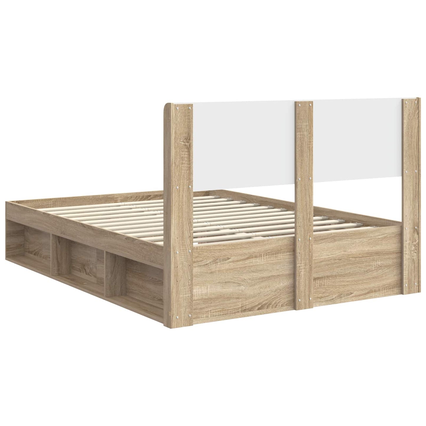 Struttura del letto con stoccaggio e testata Rovere Sonoma | homemem39