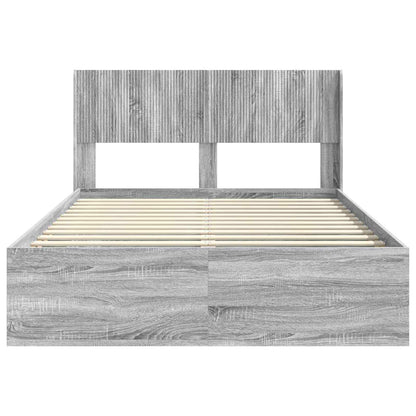 Struttura del letto con stoccaggio e testata Sonoma grigio | homemem39