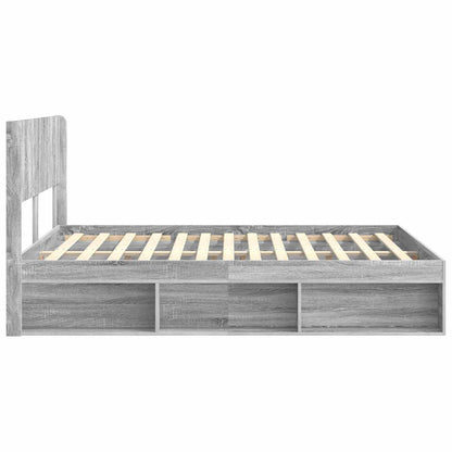 Struttura del letto con stoccaggio e testata Sonoma grigio | homemem39