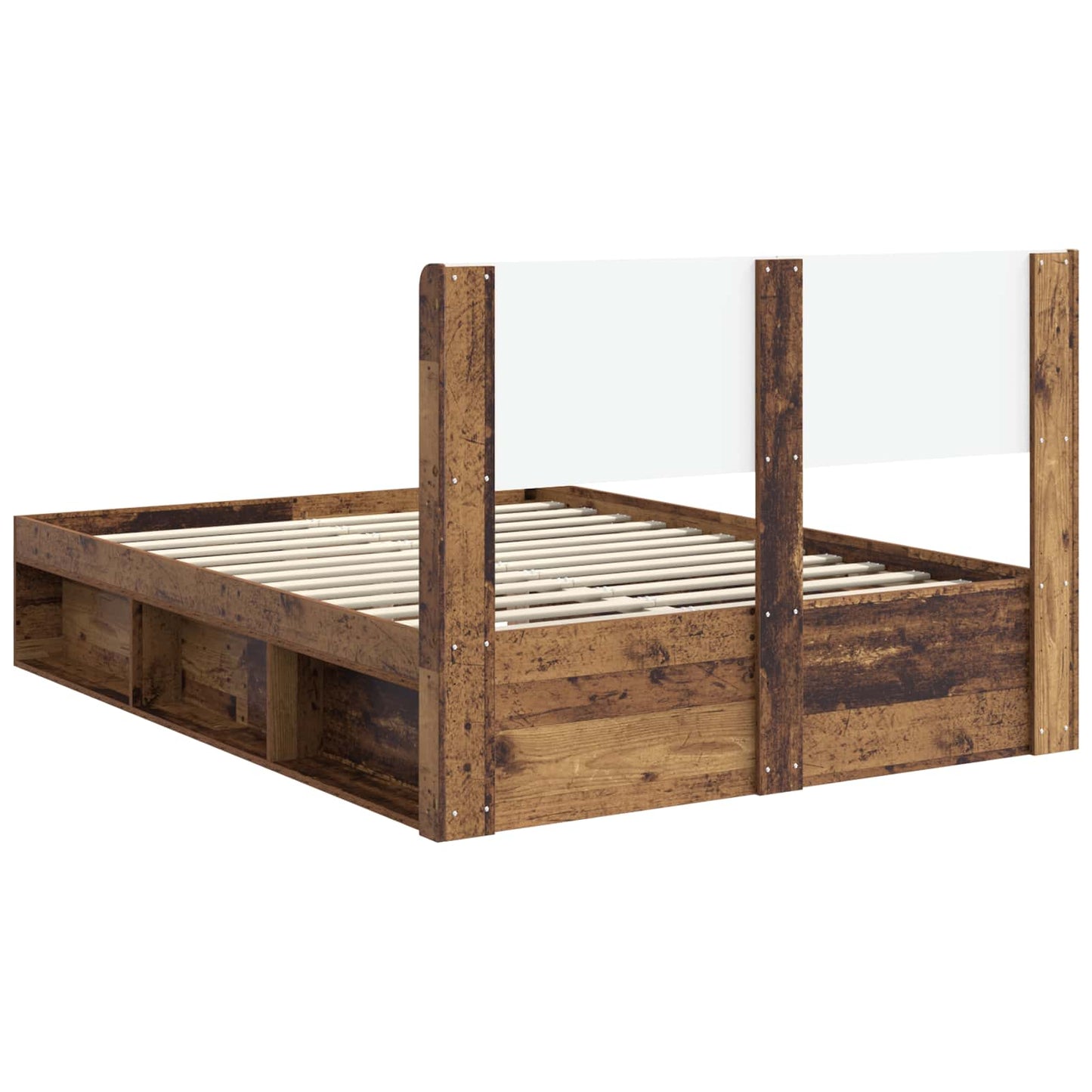 Struttura del letto con stoccaggio e testata Legno antico | homemem39