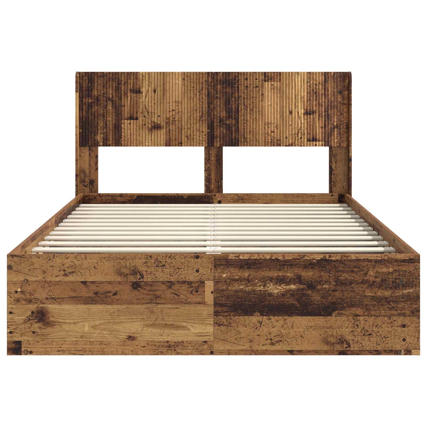 Struttura del letto con stoccaggio e testata Legno antico | homemem39