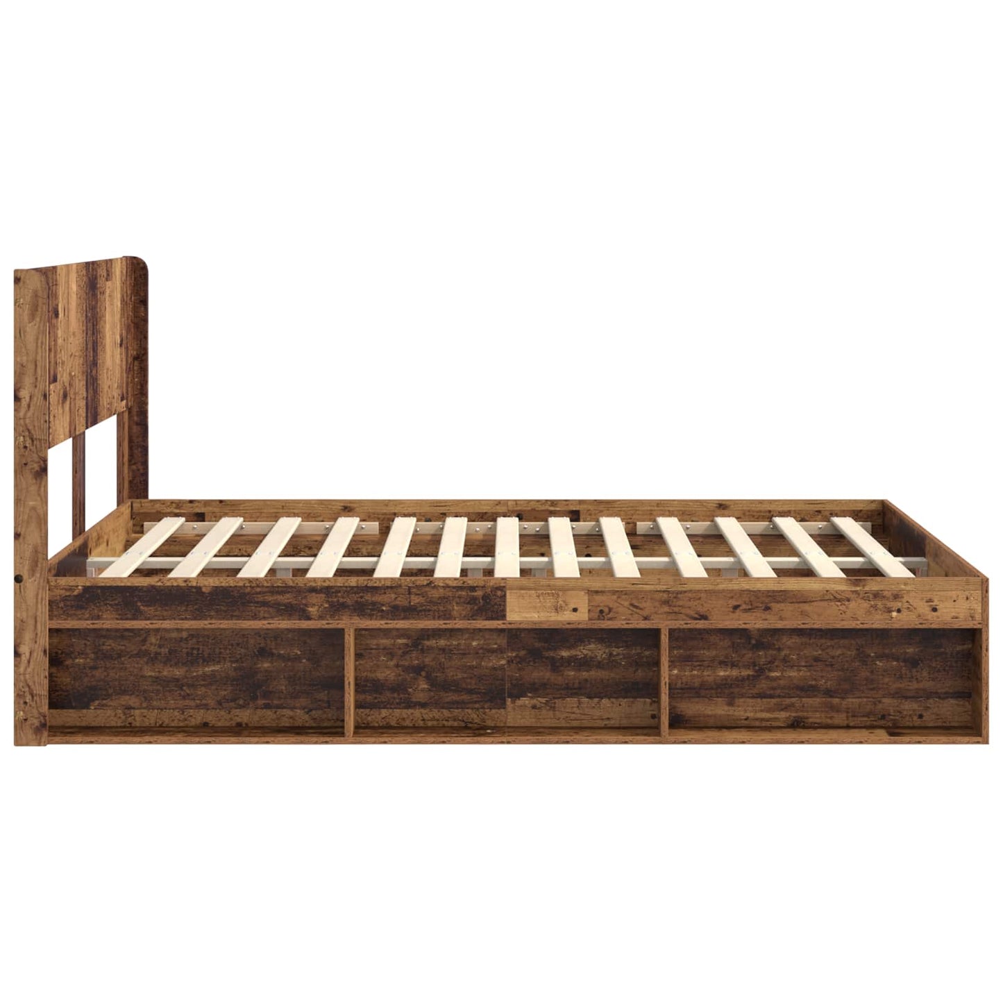 Struttura del letto con stoccaggio e testata Legno antico | homemem39
