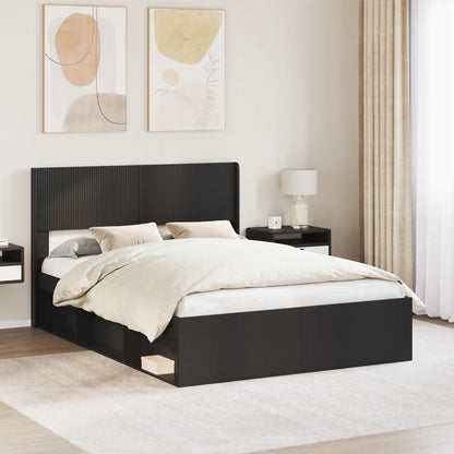 Struttura del letto con stoccaggio e testata Nero 140 x 200 cm | homemem39