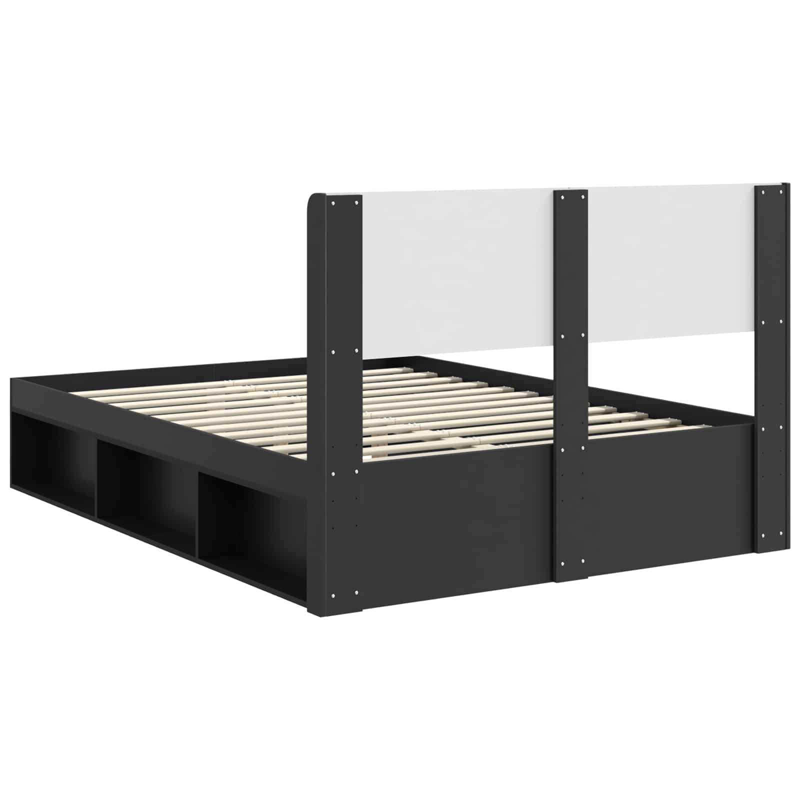 Struttura del letto con stoccaggio e testata Nero 140 x 200 cm | homemem39