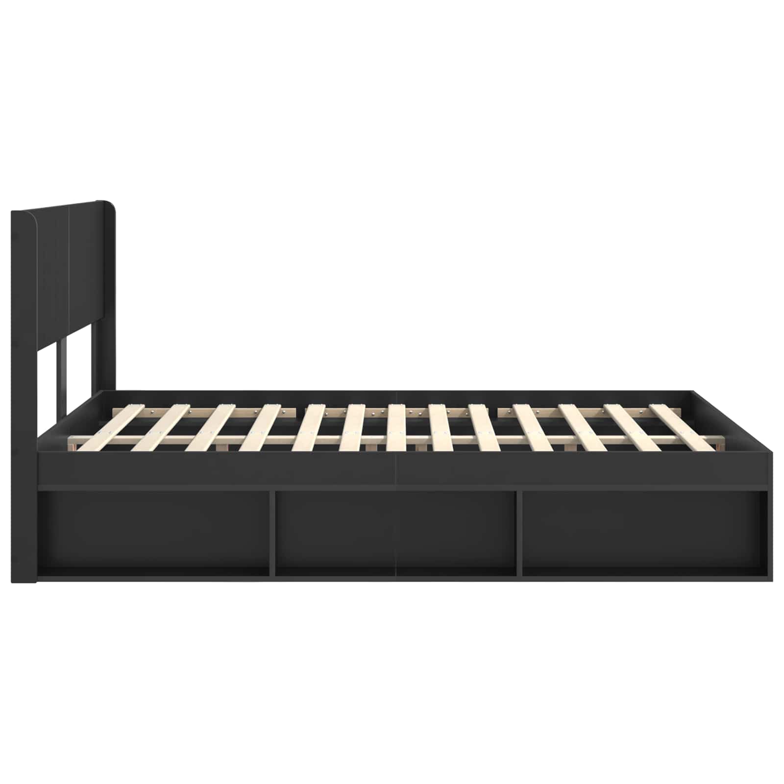 Struttura del letto con stoccaggio e testata Nero 140 x 200 cm | homemem39