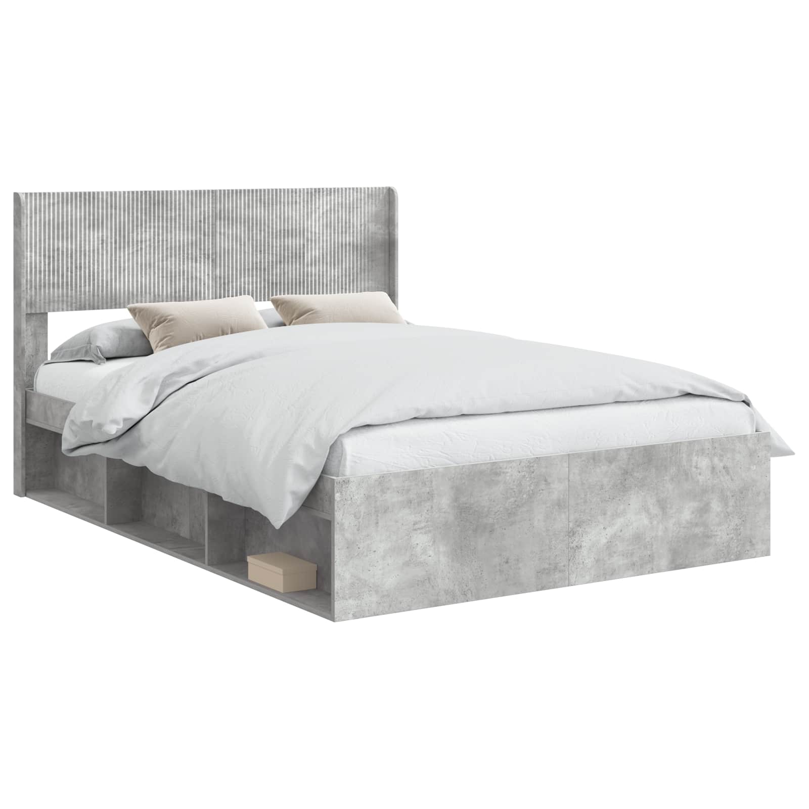 Struttura del letto con stoccaggio e testata Grigio Cemento | homemem39