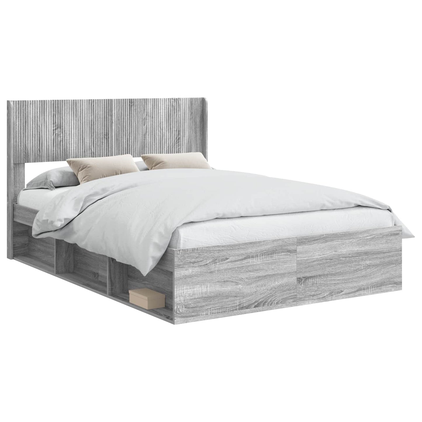 Struttura del letto con stoccaggio e testata Sonoma grigio | homemem39