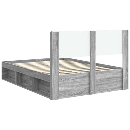 Struttura del letto con stoccaggio e testata Sonoma grigio | homemem39