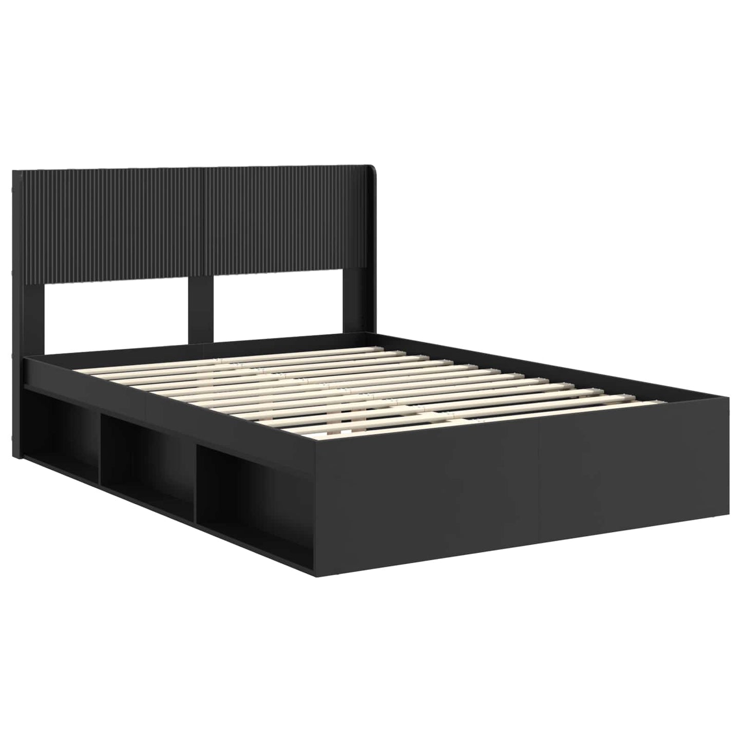 Struttura del letto con stoccaggio e testata Nero 135 x 190 cm | homemem39