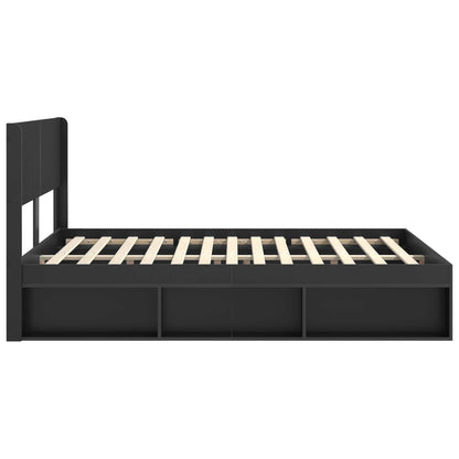 Struttura del letto con stoccaggio e testata Nero 135 x 190 cm | homemem39