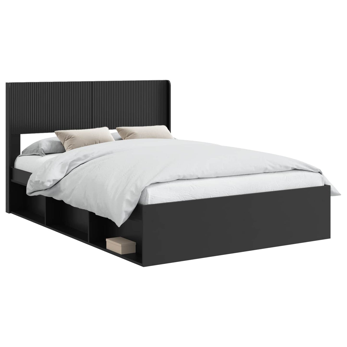 Struttura del letto con stoccaggio e testata Nero 120 x 200 cm | homemem39