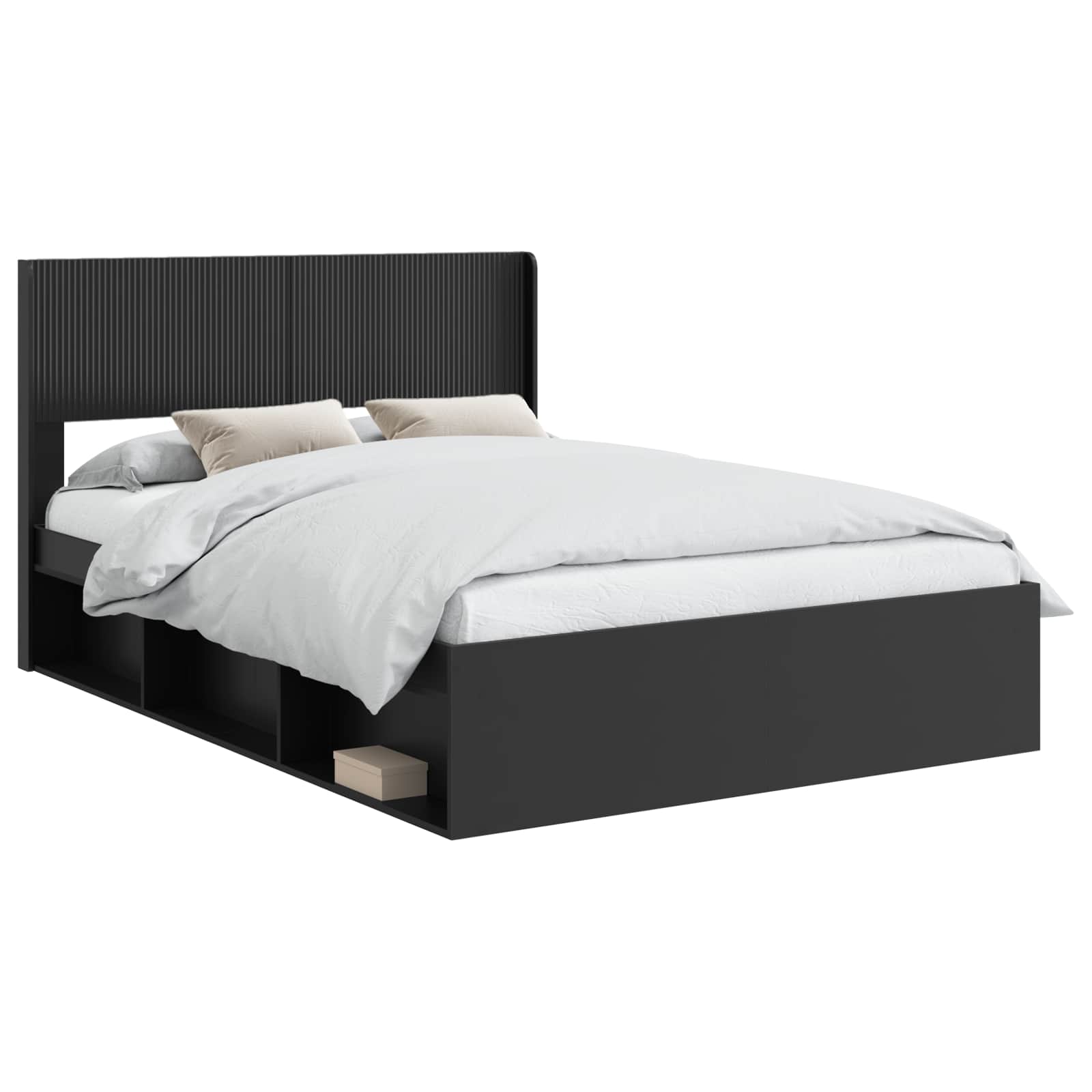 Struttura del letto con stoccaggio e testata Nero 120 x 200 cm | homemem39
