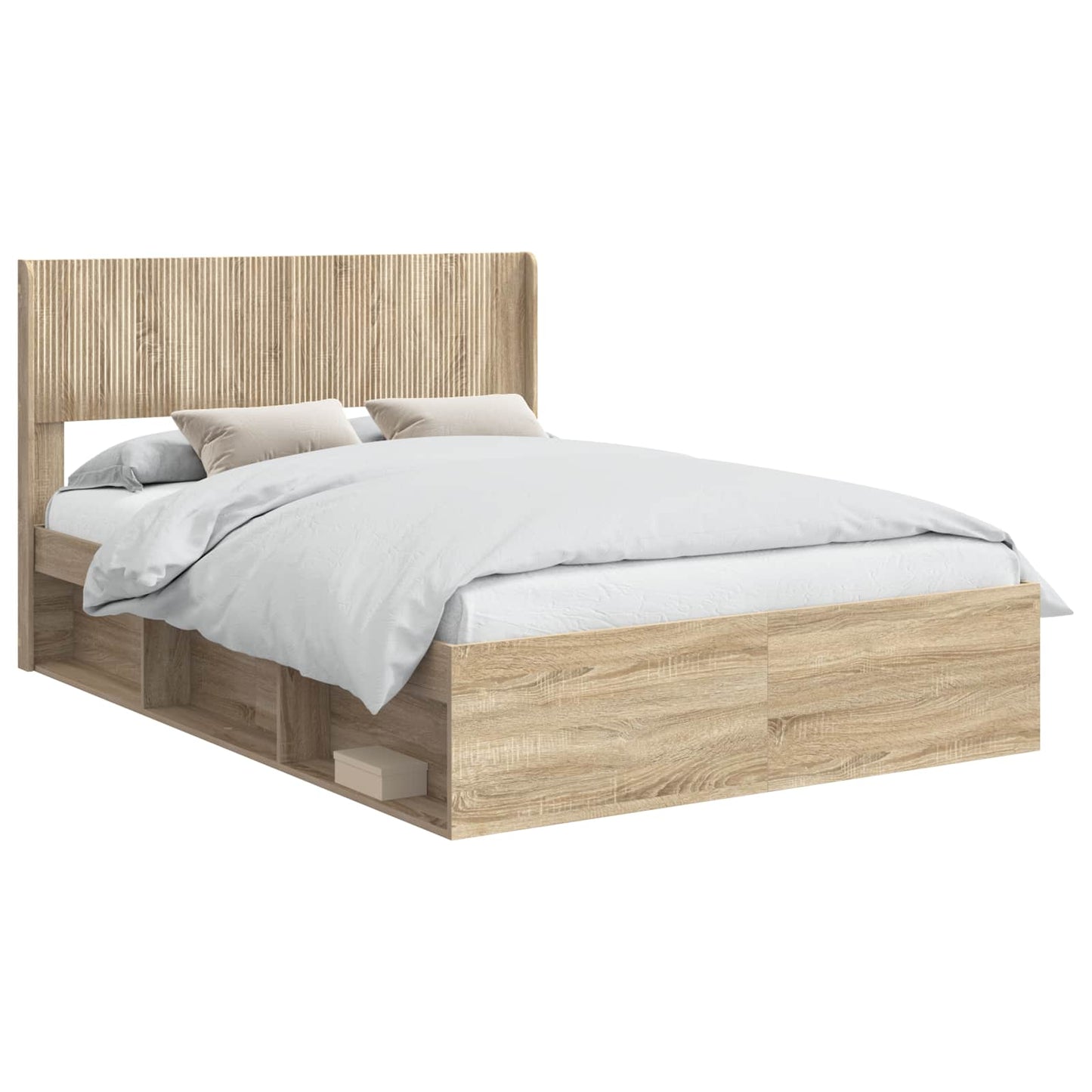 Struttura del letto con stoccaggio e testata Rovere Sonoma | homemem39