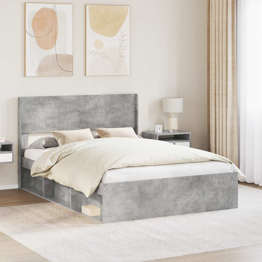 Struttura del letto con stoccaggio e testata Grigio Cemento | homemem39