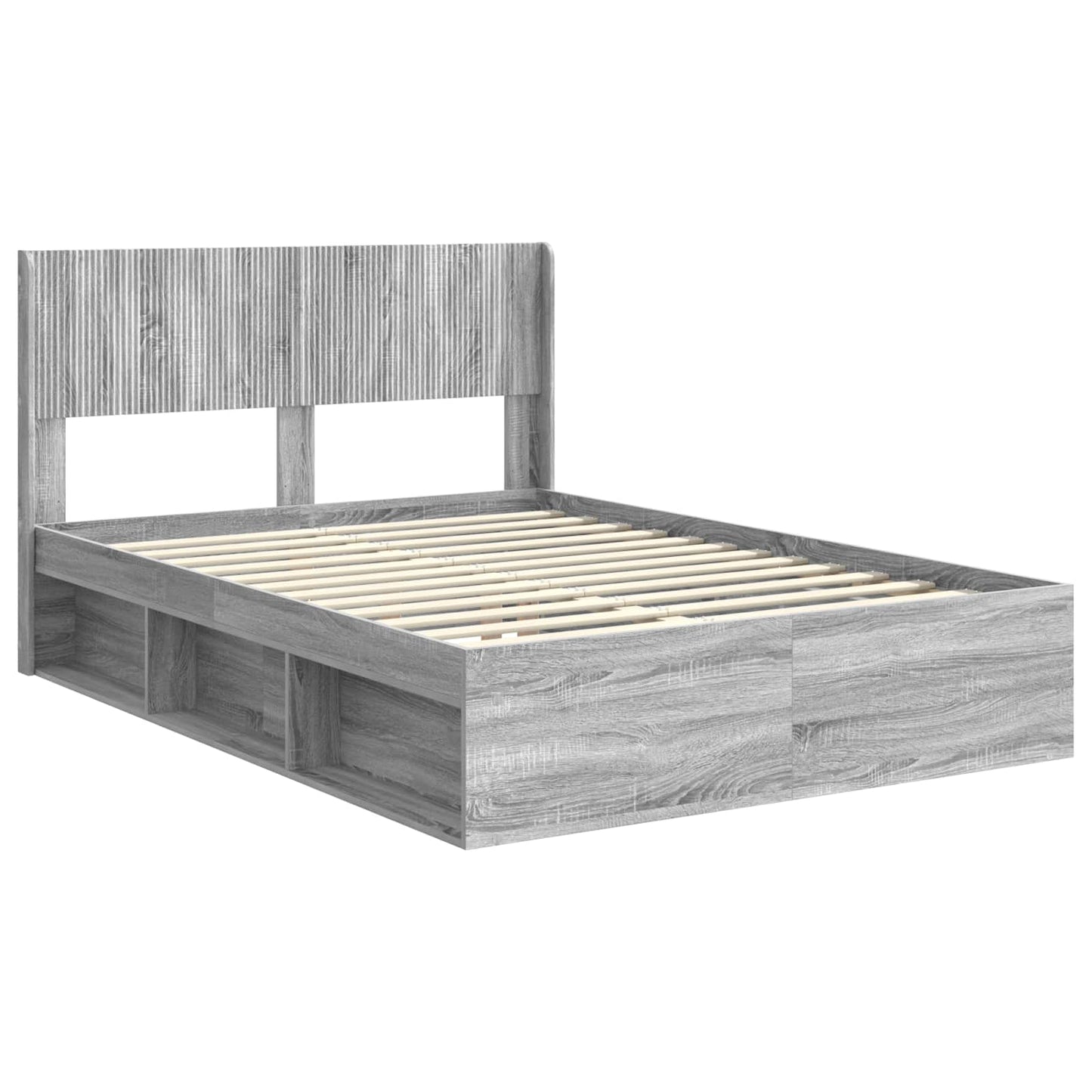 Struttura del letto con stoccaggio e testata Sonoma grigio | homemem39