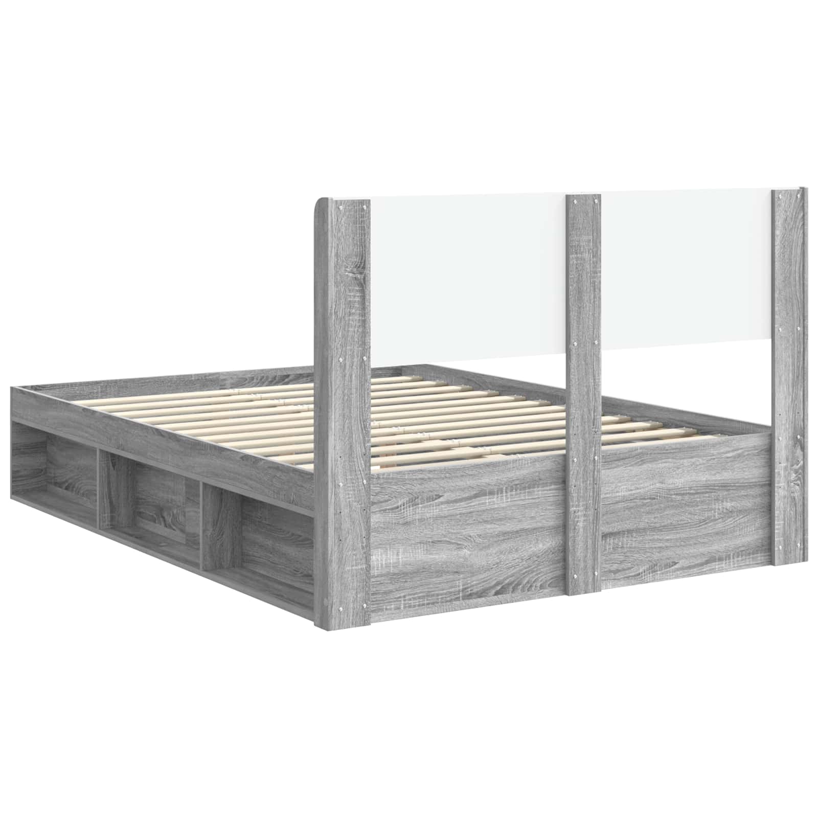 Struttura del letto con stoccaggio e testata Sonoma grigio | homemem39