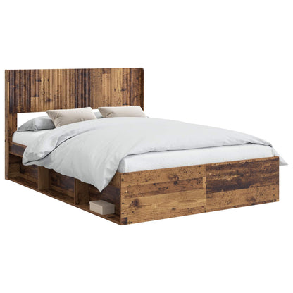 Struttura del letto con stoccaggio e testata Legno antico | homemem39