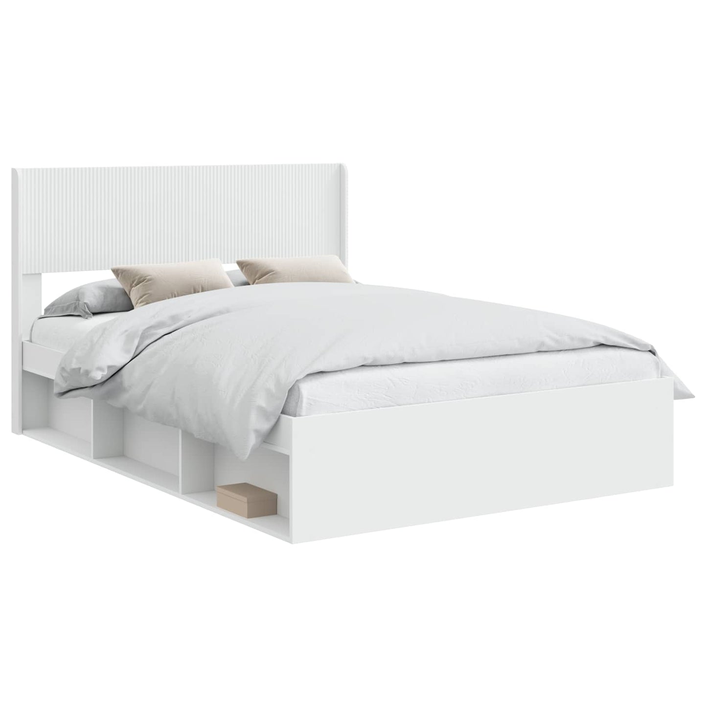 Struttura del letto con stoccaggio e testata Bianco | homemem39