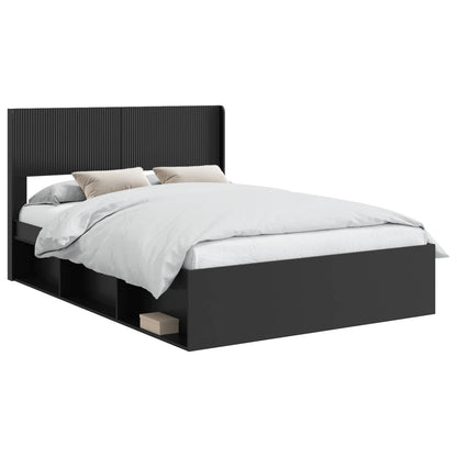 Struttura del letto con stoccaggio e testata Nero 120 x 190 cm | homemem39