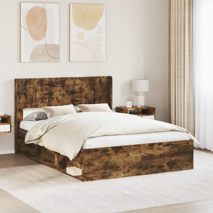 Struttura del letto con stoccaggio e testata Rovere Fumo | homemem39