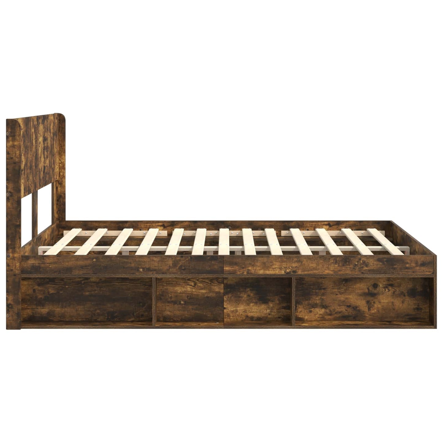 Struttura del letto con stoccaggio e testata Rovere Fumo | homemem39
