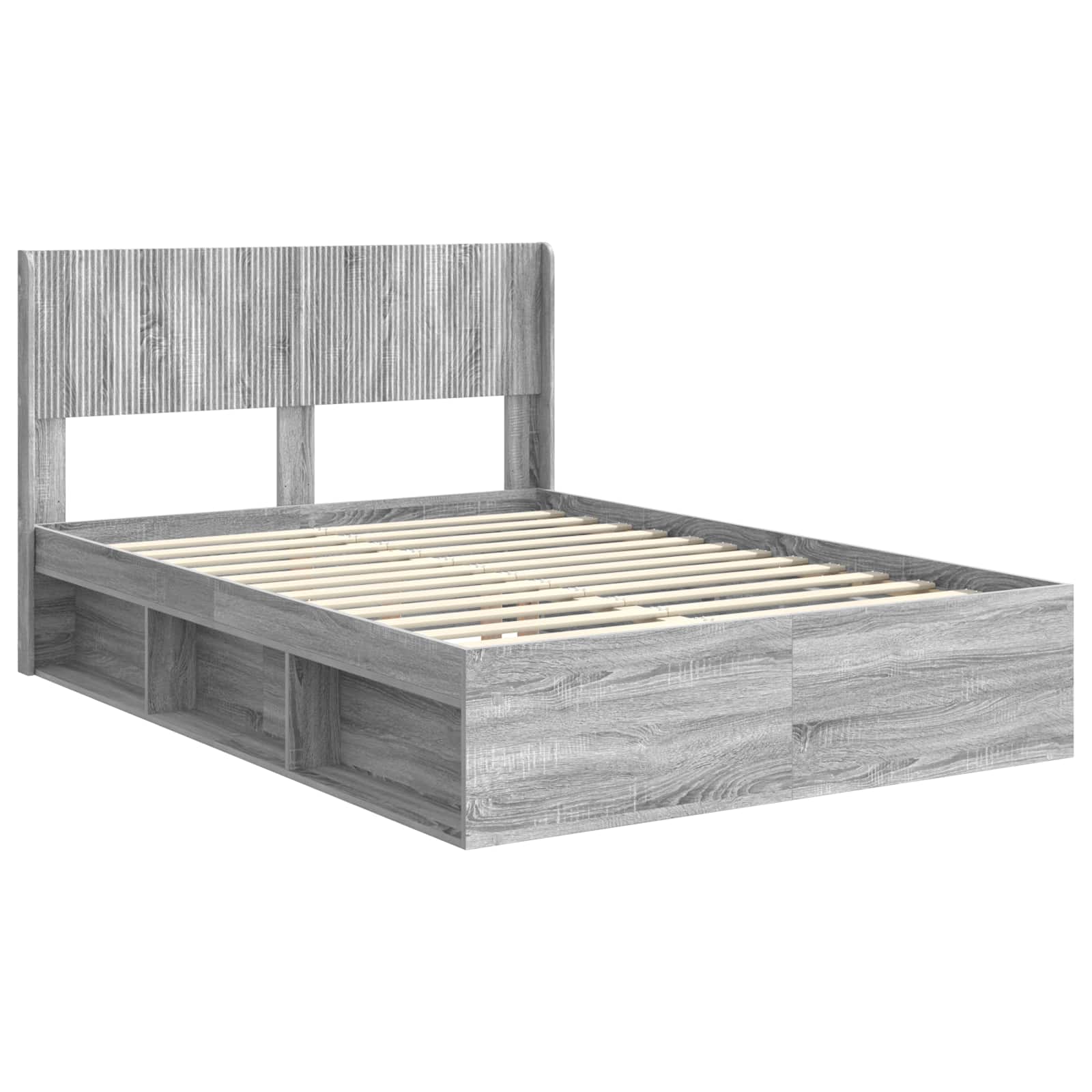 Struttura del letto con stoccaggio e testata Sonoma grigio | homemem39