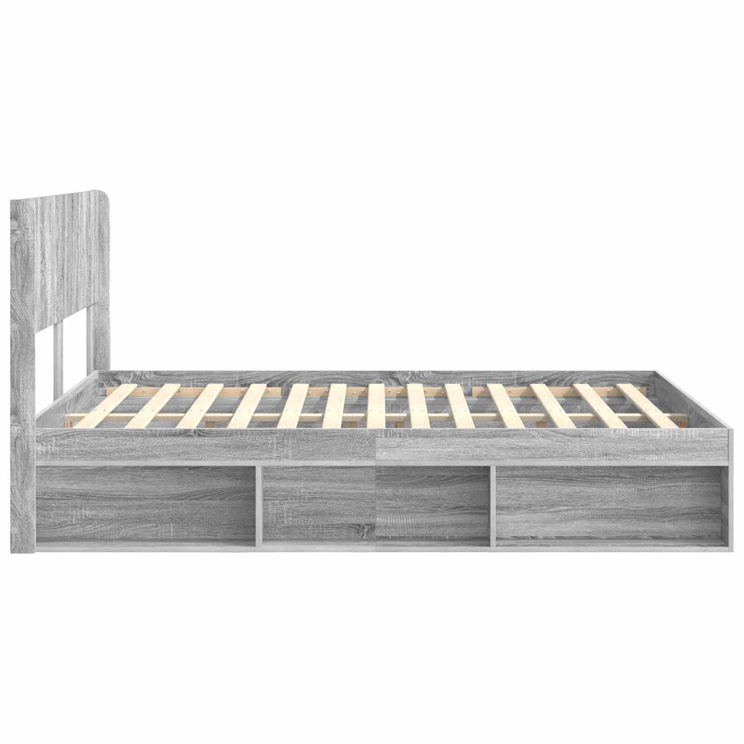 Struttura del letto con stoccaggio e testata Sonoma grigio | homemem39