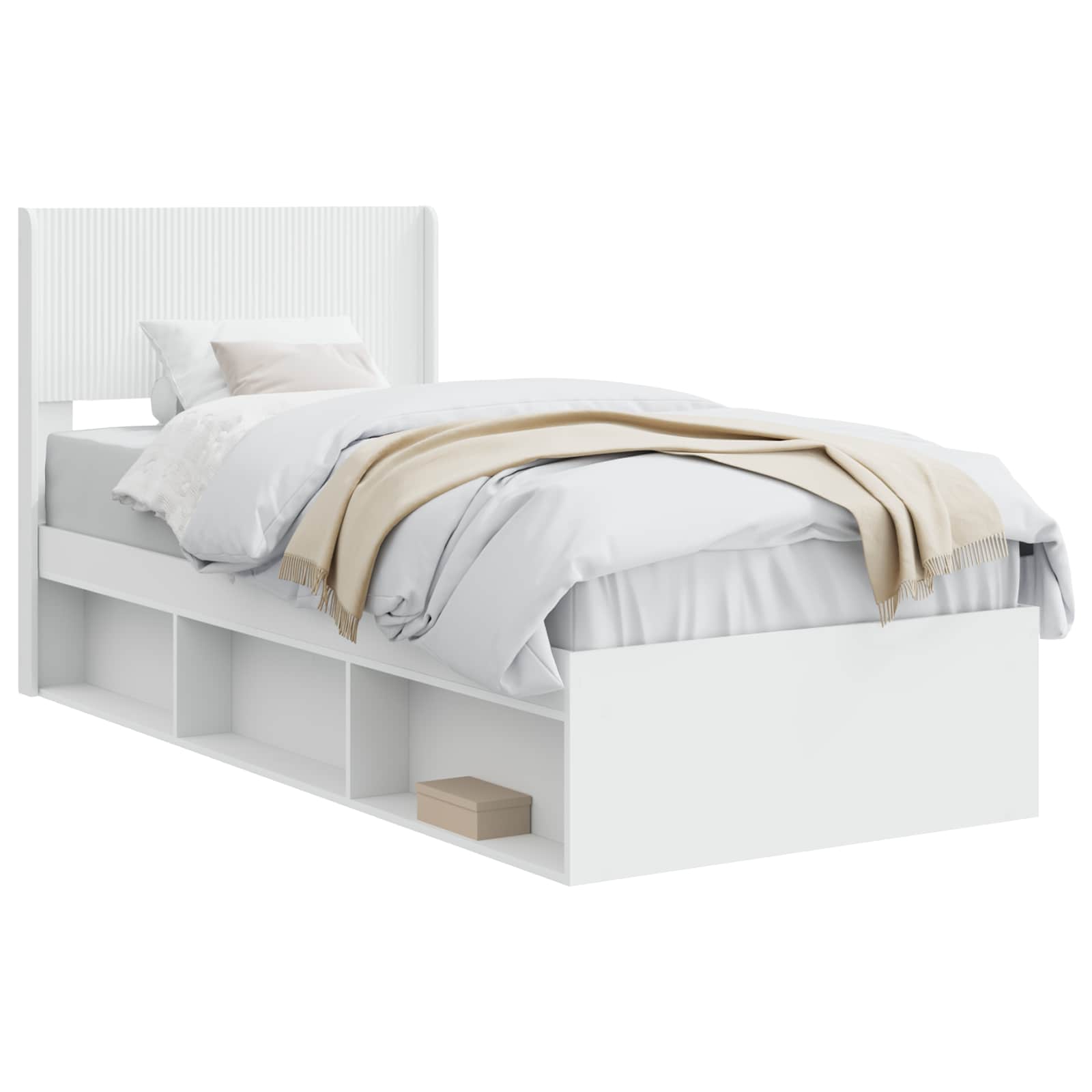 Struttura del letto con stoccaggio e testata Bianco | homemem39