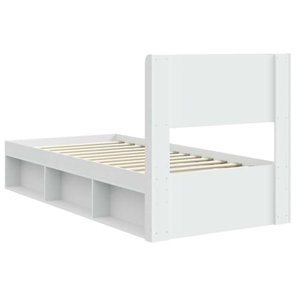 Struttura del letto con stoccaggio e testata Bianco | homemem39