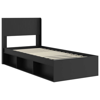Struttura del letto con stoccaggio e testata Nero 100 x 200 cm | homemem39