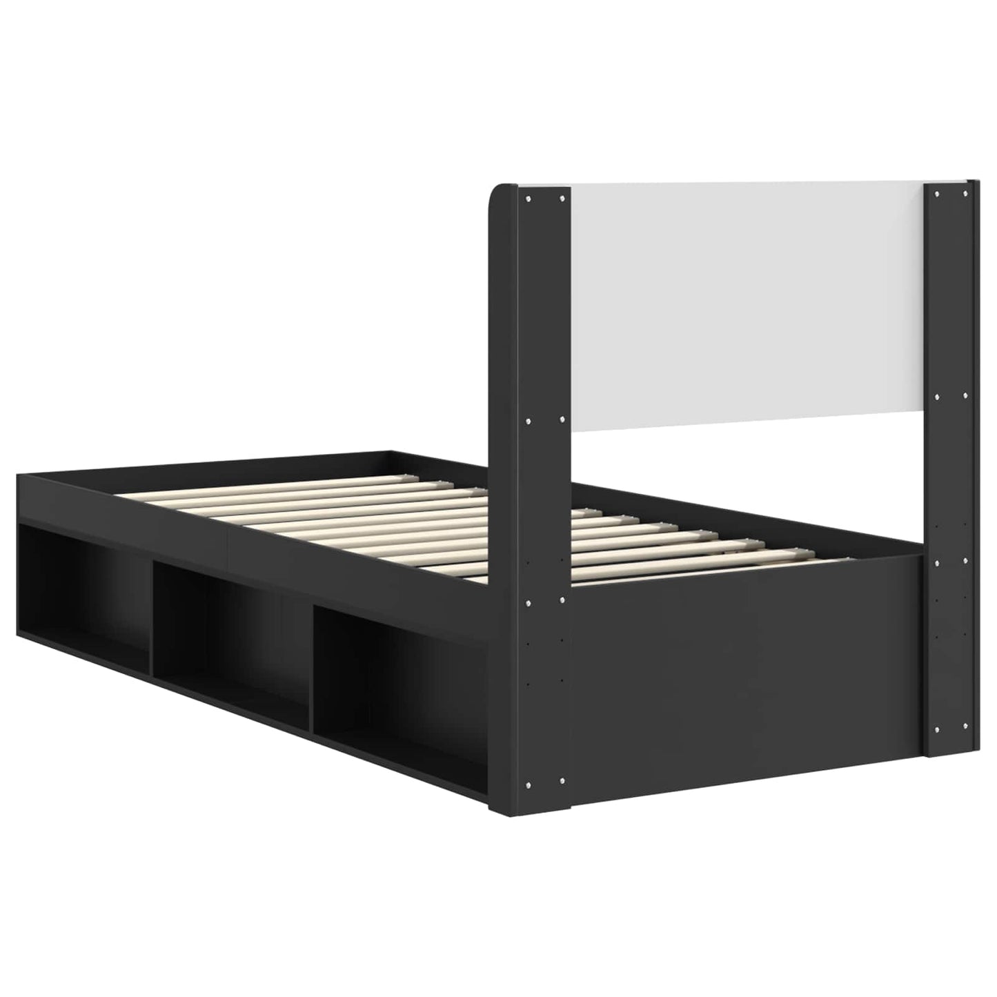 Struttura del letto con stoccaggio e testata Nero 100 x 200 cm | homemem39