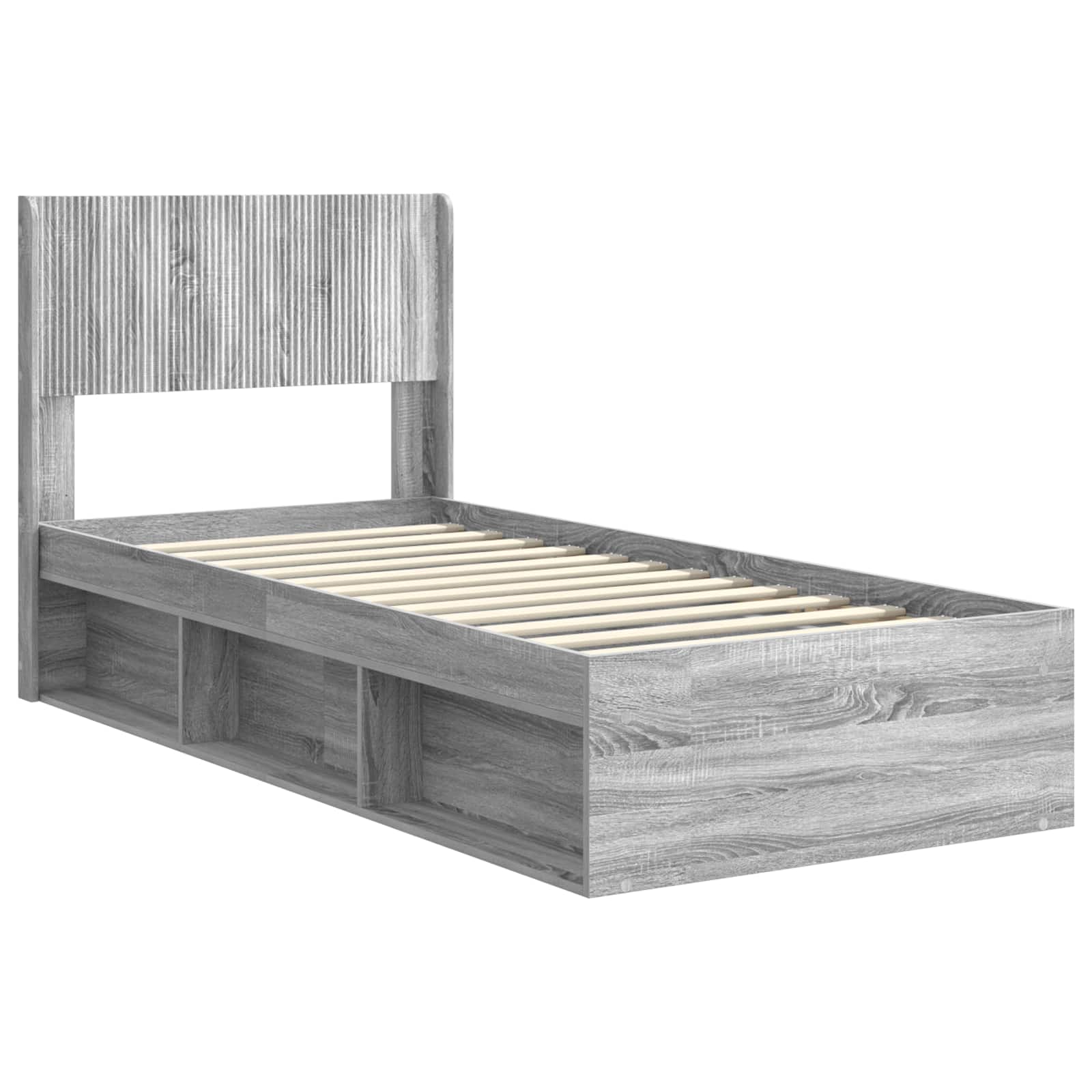 Struttura del letto con stoccaggio e testata Sonoma grigio | homemem39