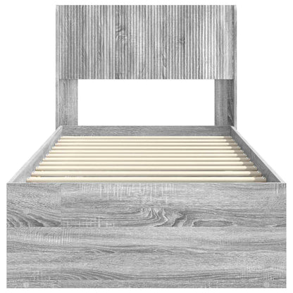 Struttura del letto con stoccaggio e testata Sonoma grigio | homemem39