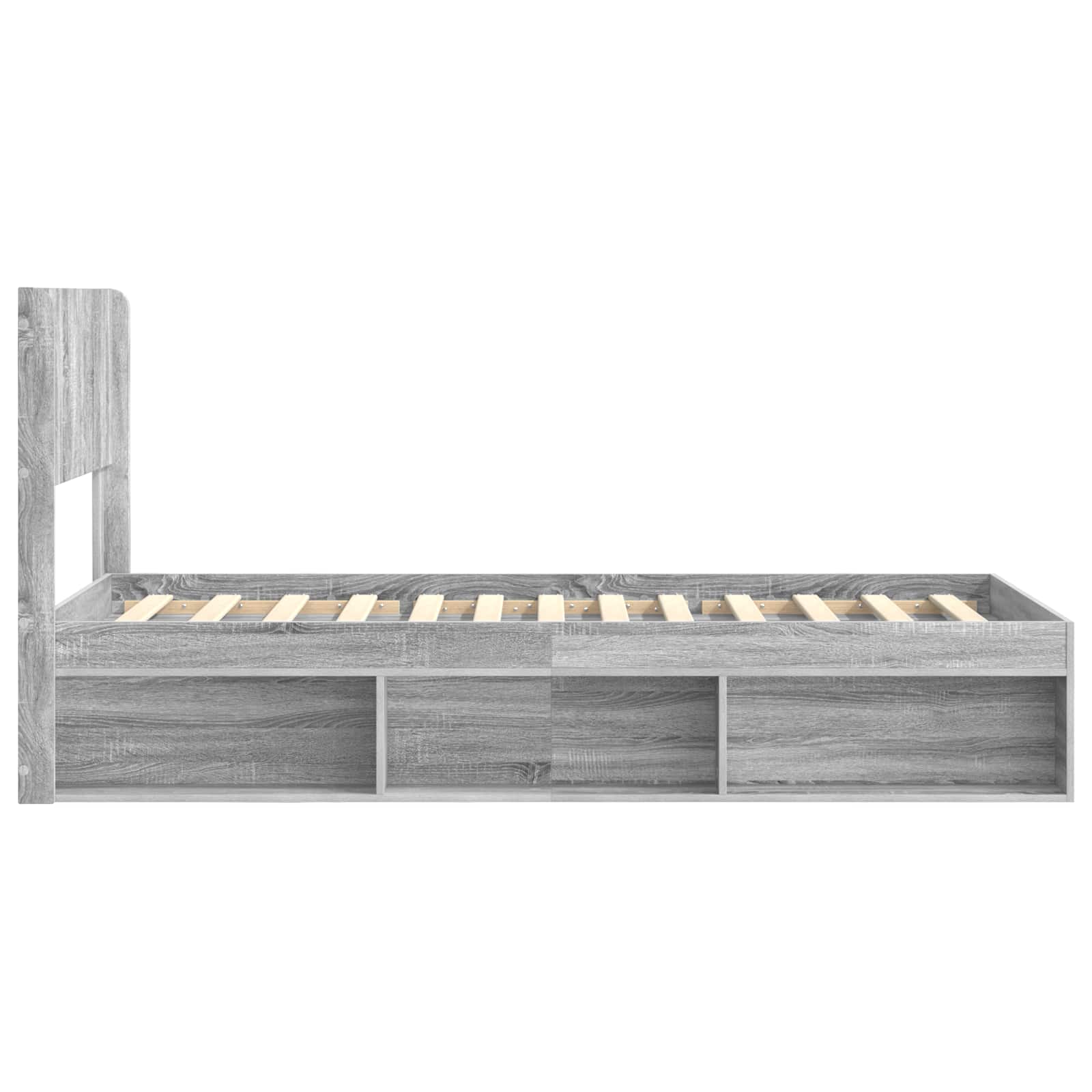 Struttura del letto con stoccaggio e testata Sonoma grigio | homemem39