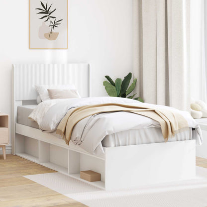 Struttura del letto con stoccaggio e testata Bianco 90 x 200 cm | homemem39