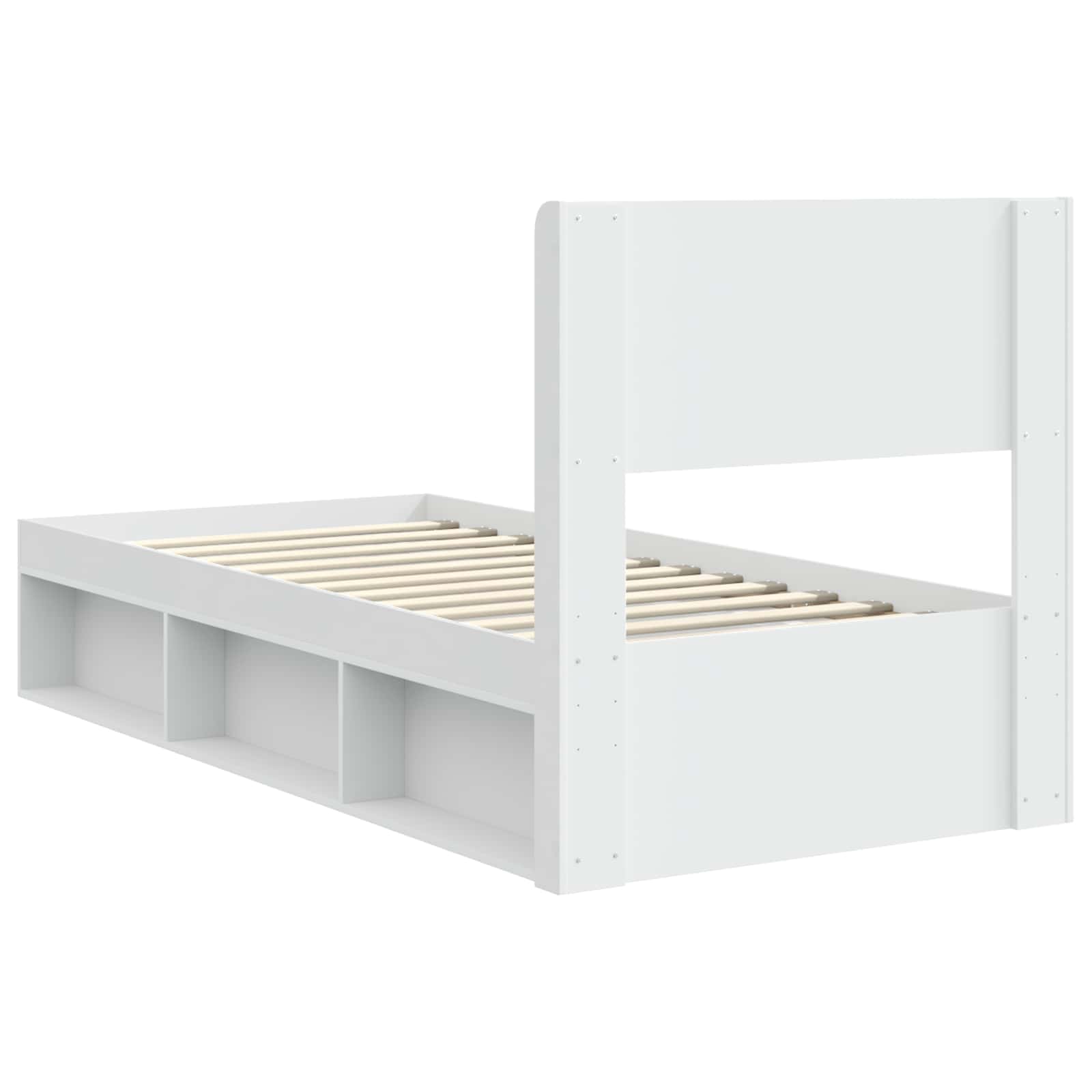Struttura del letto con stoccaggio e testata Bianco 90 x 200 cm | homemem39