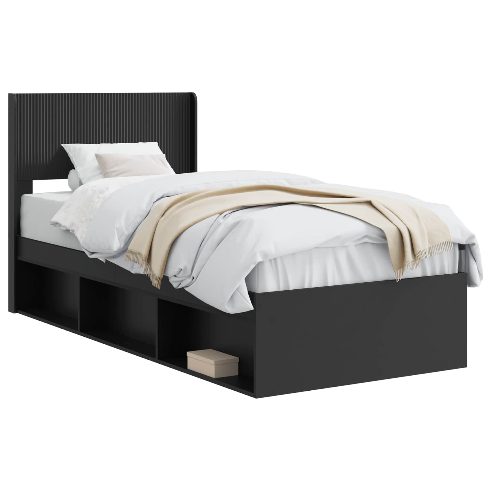 Struttura del letto con stoccaggio e testata Nero 90 x 200 cm | homemem39