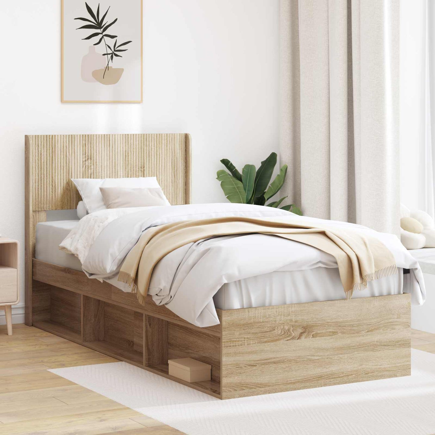 Struttura del letto con stoccaggio e testata 3 pcs | homemem39