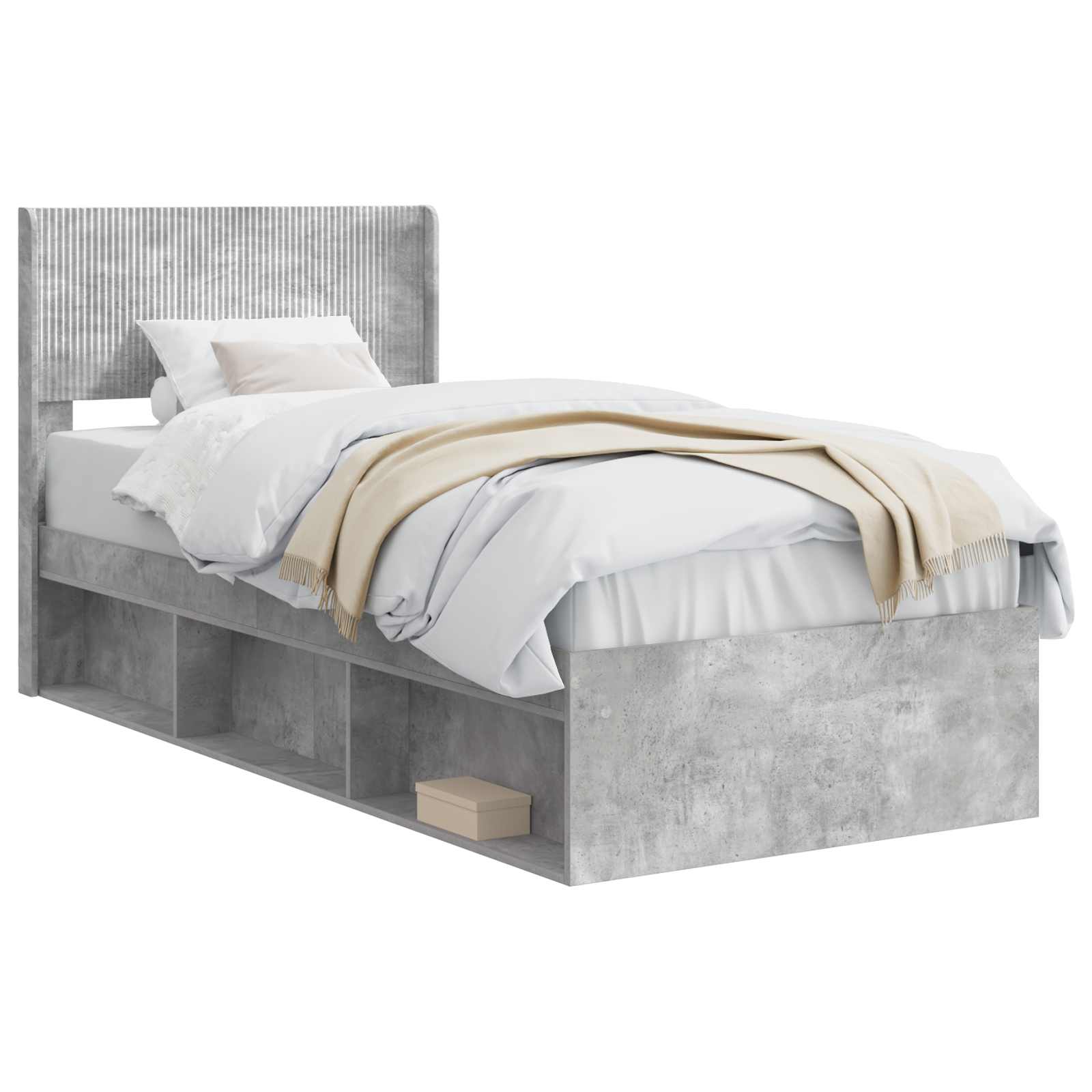 Struttura del letto con stoccaggio e testata Grigio Cemento | homemem39