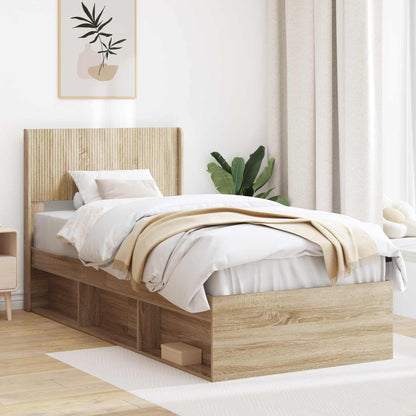 Struttura del letto con stoccaggio e testata Rovere Sonoma | homemem39