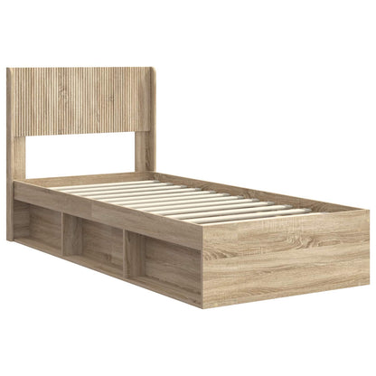 Struttura del letto con stoccaggio e testata Rovere Sonoma | homemem39