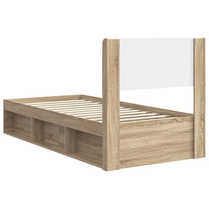 Struttura del letto con stoccaggio e testata Rovere Sonoma | homemem39
