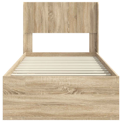 Struttura del letto con stoccaggio e testata Rovere Sonoma | homemem39