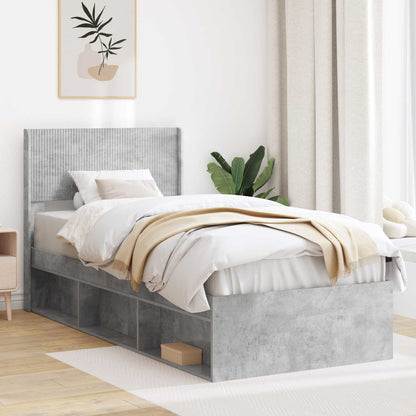 Struttura del letto con stoccaggio e testata Grigio Cemento | homemem39