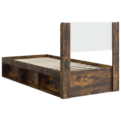 Struttura del letto con stoccaggio e testata Rovere Fumo | homemem39