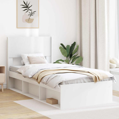 Struttura del letto con stoccaggio e testata Bianco 75 x 190 cm | homemem39