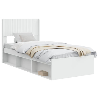 Struttura del letto con stoccaggio e testata Bianco 75 x 190 cm | homemem39