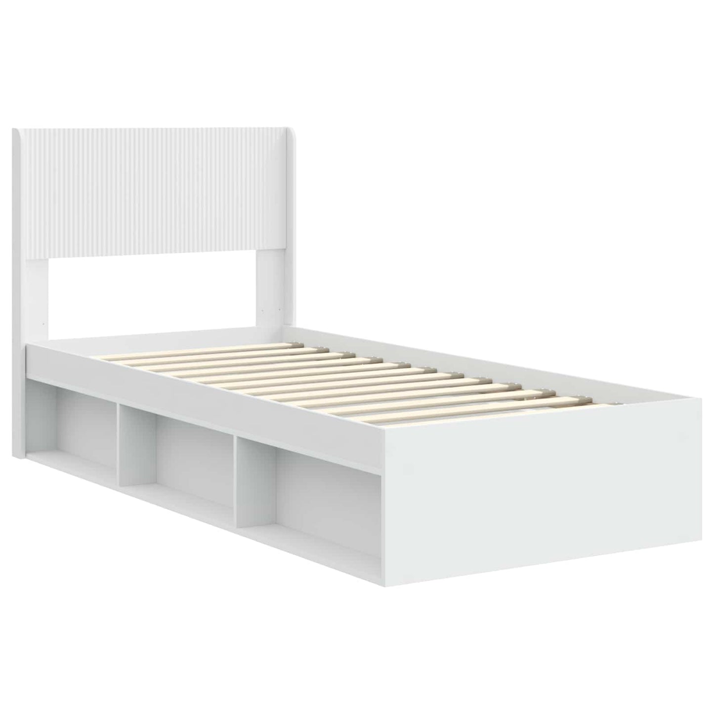 Struttura del letto con stoccaggio e testata Bianco 75 x 190 cm | homemem39