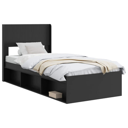 Struttura del letto con stoccaggio e testata Nero 75 x 190 cm | homemem39