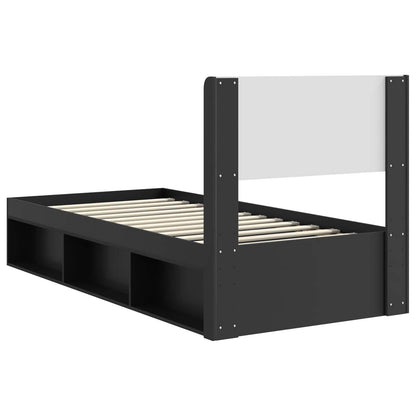 Struttura del letto con stoccaggio e testata Nero 75 x 190 cm | homemem39
